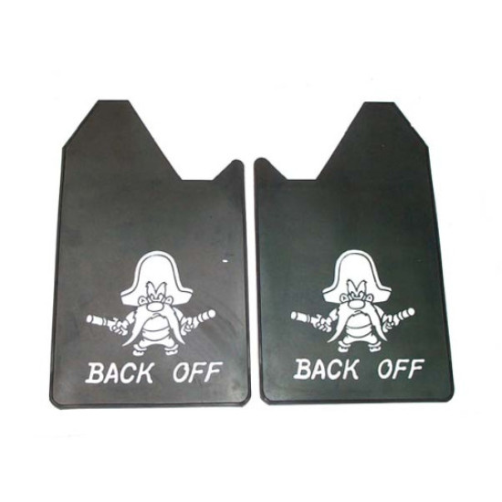 mudguard text "BACK OFF"