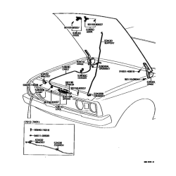 Hood lock control cable  Celica AA63-TA64, Carina, Corona