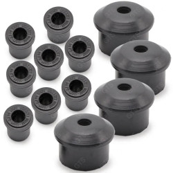 Shackle rubbers kit, front + rear, 12 pieces, KE30 year 1974-1979
